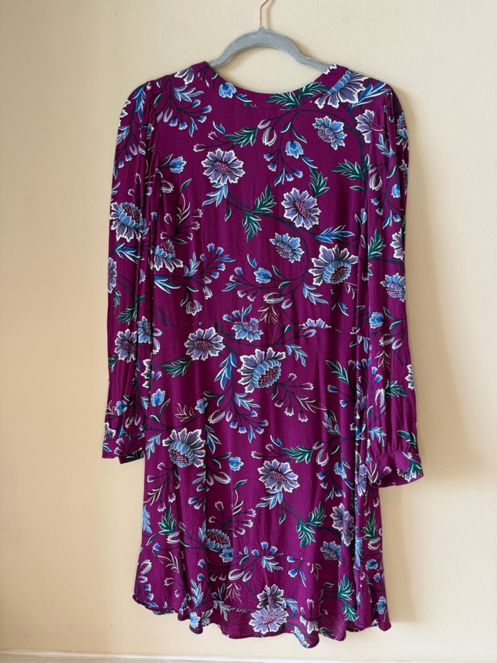 LOFT Plum Floral Long-Sleeve Dress